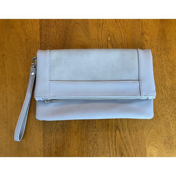 Sole Society Handbags - Lavender Suede Sole Society fold over clutch - wrist strap - lilac - purple